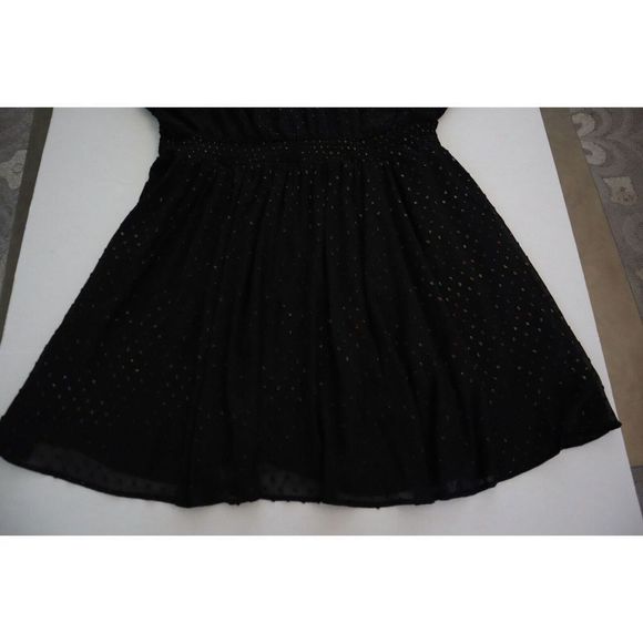 Torrid Women's Plus Sz 3 (3X) Deep Black Mini Clip Dot Blouson Sleeve Dress $86 - Picture 13 of 16